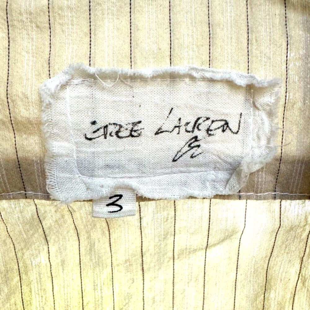 Greg Lauren Studio Ivory B&W Stripe LS Buttn Down Raw Hem Shirt Size GL 3 = US L - Picture 3 of 8